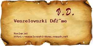Veszelovszki Döme névjegykártya